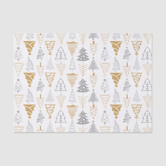 Zilver & Gouden Kerstboom Tissue Paper Tissuepapier (Voorkant)