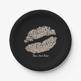 Zilver Gouden Lippen Nep Glans Kus Beauty Make-up Papieren Bordje