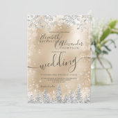 Zilver Gouden Sneeuw Pine Kerst Winter Trouwkunst Kaart (Staand voorkant)