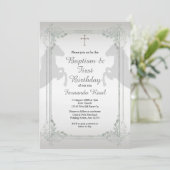 Zilver & Gray Fiesta Baptisme en Birthday Kaart (Staand voorkant)