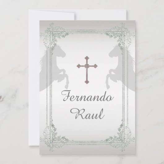 Zilver & Gray Fiesta Baptisme en Birthday Kaart (Achterkant)