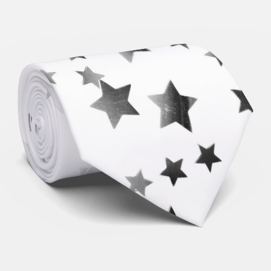 Zilver Gray Stars Stropdas (Opgerold)