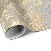 Zilver Grey Abstract Golden Metallic Glass Stroke Cadeaupapier (Rol Hoek)