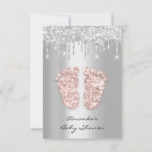 Zilver Grey Baby Girl Boy schower Voetschijven met Kaart (Achterkant)