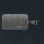 Zilver Grey Girly Glitter Sparkle Monogram Name Bagagelabel<br><div class="desc">Silver and Grey (Grijs) Sparkle Glitter Monogram Naam en Initiaal Luggage Bag Label. Het Bagagelabel maakt de perfecte lieftallige 16 verjaardag,  bruiloft,  vrijgezellenfeest,  baby shower of vrijgezellenfeest voor iemand die haar kamer in stijl versiert.</div>