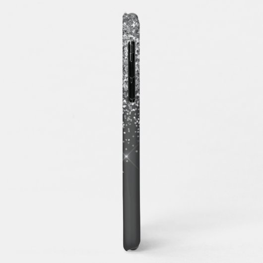 Zilver Grey Girly Glitter Sparkle Monogram Name Case-Mate iPhone Case (Achterkant/links)