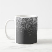 Zilver Grey Girly Glitter Sparkle Monogram Name Koffiemok (Links)