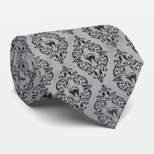 Zilver Grey Halloween Cat STROPDAS (Opgerold)