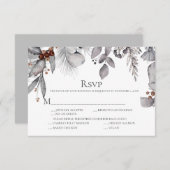 Zilver Grey Holly Pine Eucalyptus Rust Berries RSVP Kaartje (Voorkant / Achterkant)