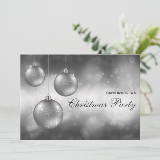 Zilver Grey Kerstmis Baubles kerst Kaart (Staand voorkant)