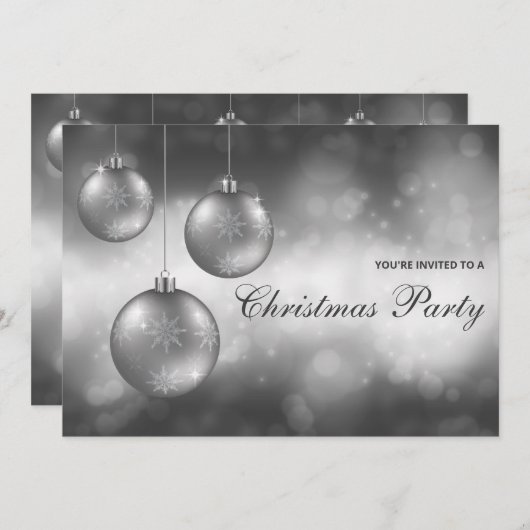 Zilver Grey Kerstmis Baubles kerst Kaart (Voorkant / Achterkant)