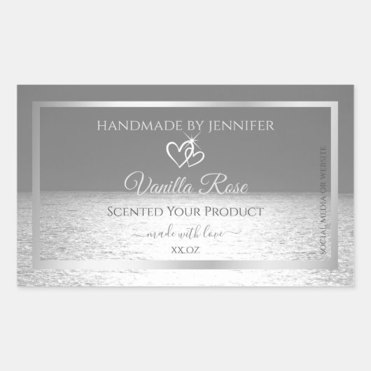 Zilver Grey Ocean Sunset Product Packaging Labels (Voorkant)