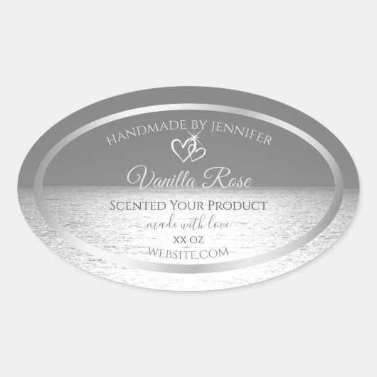 Zilver Grey Ocean Sunset Product Packaging Labels (Voorkant)