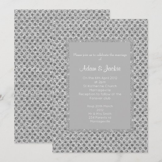 Zilver Grey SPOT ELEGANT WEDDING Kaart (Voorkant / Achterkant)