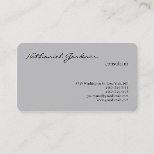 Zilver Grey Trendy Plain Creative Modern Visitekaartje (Voorkant)