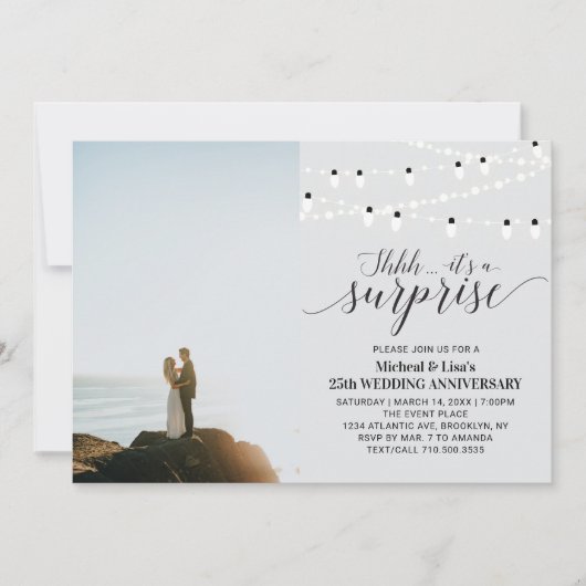 Zilver / Grijs 25e Jubileum voor het bruiloft van  Kaart (Voorkant)