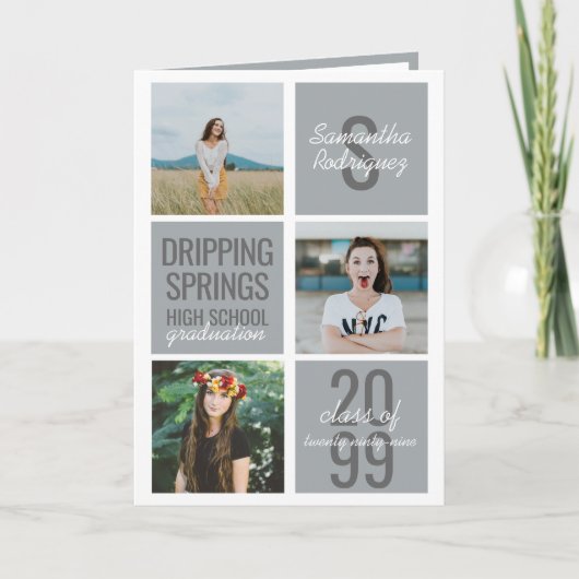 Zilver Grijs 4-Foto Fun Boxes Afstuderen (Voorkant)