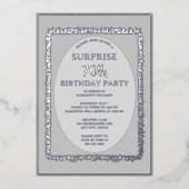 Zilver Grijs 70e Custom Surprise Verjaardag Folie Uitnodiging (Voorkant)