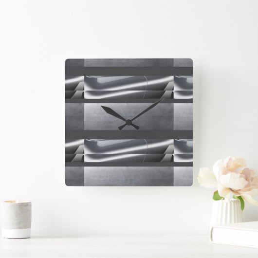 Zilver, grijs Abstract Vierkante Klok (Huis)