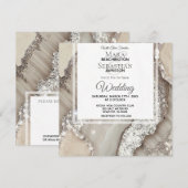 *~*ZILVER GRIJS AGAAT Marmer RSVP AR66 QR Bruiloft Kaart (Voorkant / Achterkant)