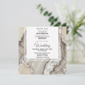 *~*ZILVER GRIJS AGAAT Marmer RSVP AR66 QR Bruiloft Kaart (Staand voorkant)