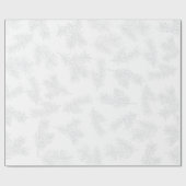 Zilver Grijs Botanisch Chic Wit Kerstmis Cadeaupapier (Vlak)