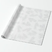 Zilver Grijs Botanisch Chic Wit Kerstmis Cadeaupapier (Uitgerold)