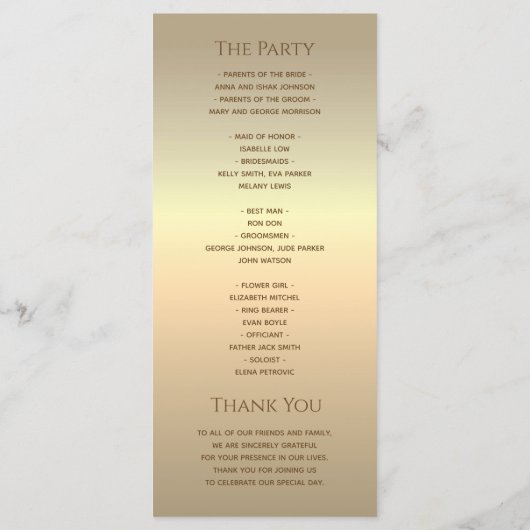 Zilver Grijs Bruiloft Programmakaart (Achterkant)