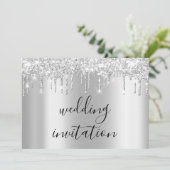 Zilver grijs drift grijs zwart huwelijk kaart (Staand voorkant)