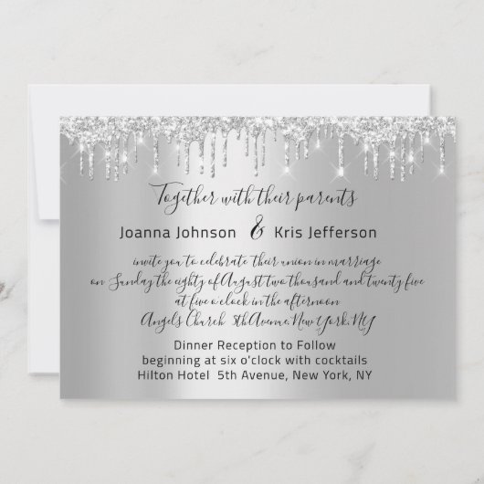 Zilver grijs drift grijs zwart huwelijk kaart (Achterkant)