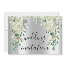 Zilver grijs drijft grijze Floral Mint Green Weddi