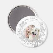 Zilver Grijs Eenvoudige Kerst Krans Foto Magneet (Voorkant / Achterkant)