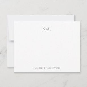 Zilver Grijs Elegant Koppel Initiaal Gepersonalise Notitiekaartje