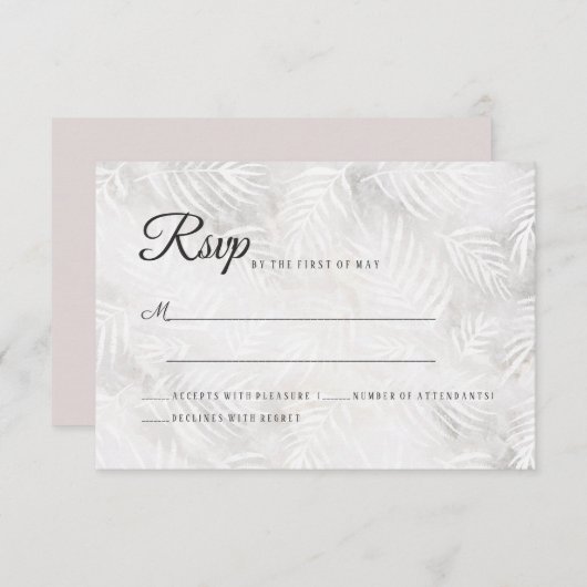 Zilver grijs en mosterd roze handpalmen bruiloft RSVP kaartje (Voorkant / Achterkant)