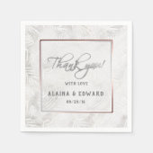 Zilver grijs en mosterd roze handpalmen bruiloft servet (Voorkant)