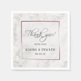 Zilver grijs en mosterd roze handpalmen bruiloft servet