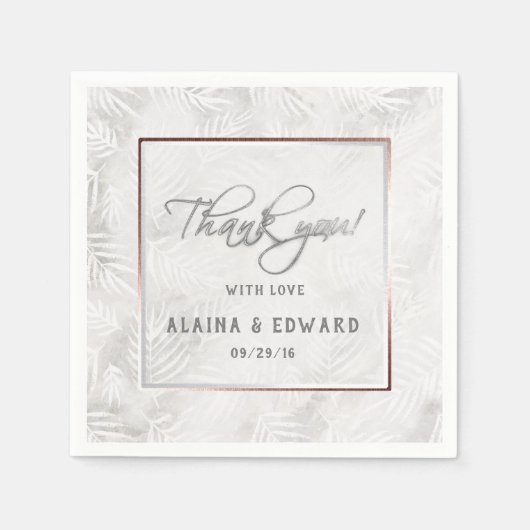 Zilver grijs en mosterd roze handpalmen bruiloft servet (Voorkant)