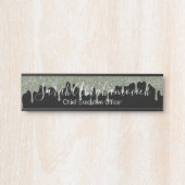Zilver grijs en zwart Glitter-station Kantoor Deur Deurbordje (Voorkant)