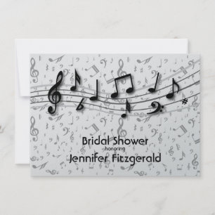 Zilver grijs en zwart muzieknoten Vrijgezellenfees Kaart