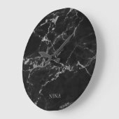 Zilver grijs en zwarte marmer grote klok (Hoek)