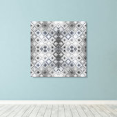 Zilver & Grijs Geometrisch Abstract Rooster Textuu Canvas Afdruk (Insitu (Houten vloer))