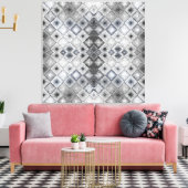 Zilver & Grijs Geometrisch Abstract Rooster Textuu Canvas Afdruk (Insitu (Woonkamer))