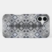 Zilver & Grijs Geometrisch Abstract Rooster Textuu iPhone Hoesje (Achterkant horizontaal)