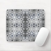 Zilver & Grijs Geometrisch Abstract Rooster Textuu Muismat (Met muis)