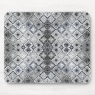 Zilver & Grijs Geometrisch Abstract Rooster Textuu Muismat