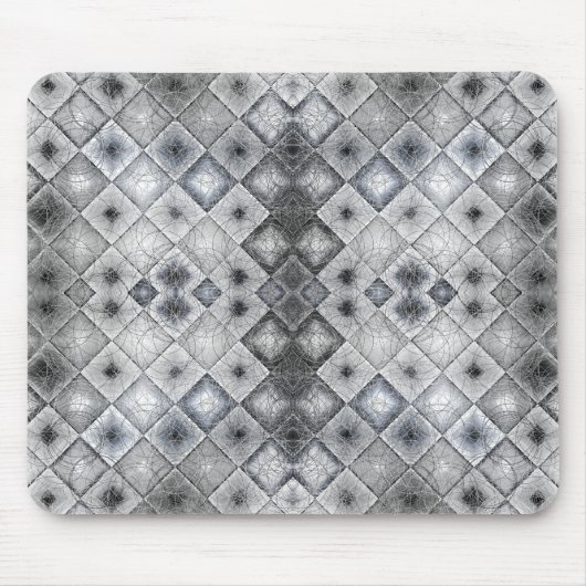 Zilver & Grijs Geometrisch Abstract Rooster Textuu Muismat (Voorkant)