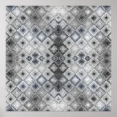 Zilver & Grijs Geometrisch Abstract Rooster Textuu Poster (Voorkant)