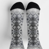 Zilver & Grijs Geometrisch Abstract Rooster Textuu Sokken (Top)