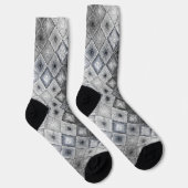 Zilver & Grijs Geometrisch Abstract Rooster Textuu Sokken (Rechts)
