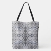 Zilver & Grijs Geometrisch Abstract Rooster Textuu Tote Bag (Achterkant)